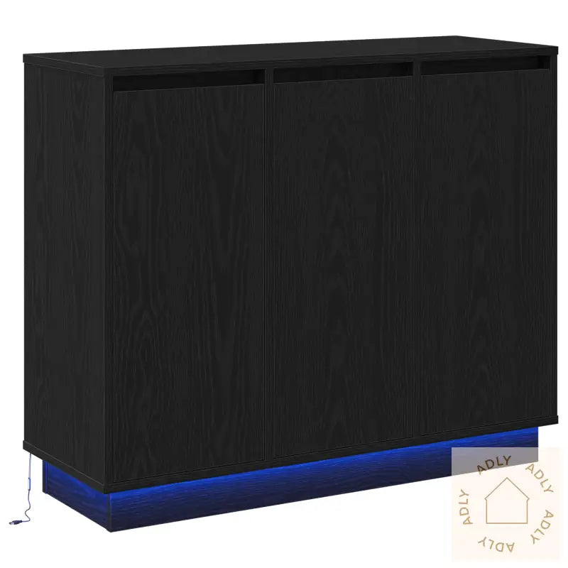 Sideboard Med Led, Svart Eik, 90X32X75 Cm, Laget Av Tre