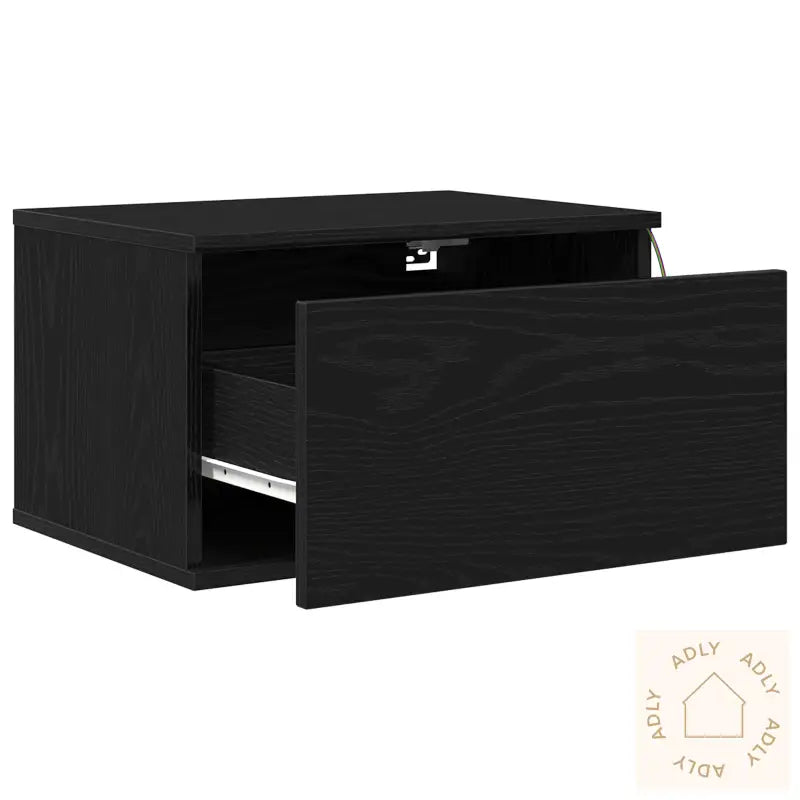 Nattbord Med Led Veggmontert Svart Eik 50X36X30 Cm