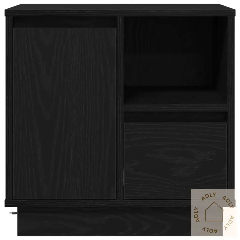 Nattbord Med Led Svart Eik 50X34,5X50 Cm