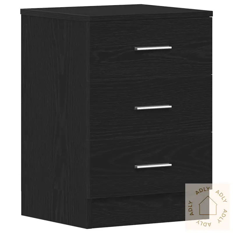 Nattbord Svart Eik 38X35X55 Cm Konstruert Tre