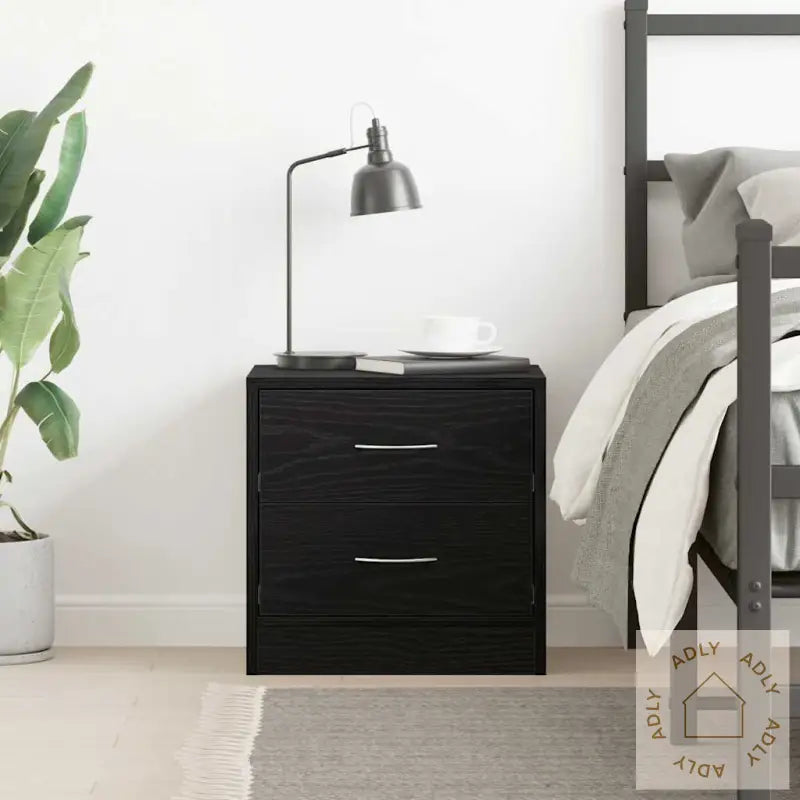 Nattbord Svart Eik 40X30X40 Cm Konstruert Tre