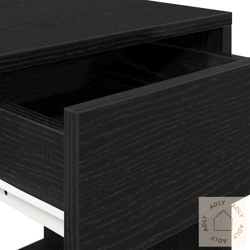 Nattbord Med Skuff 2 Stk Svart Eik 35X34X66,5 Cm