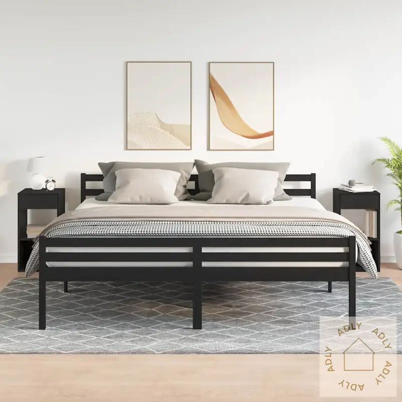 Nattbord Med Skuff 2 Stk Svart Eik 35X34X66,5 Cm