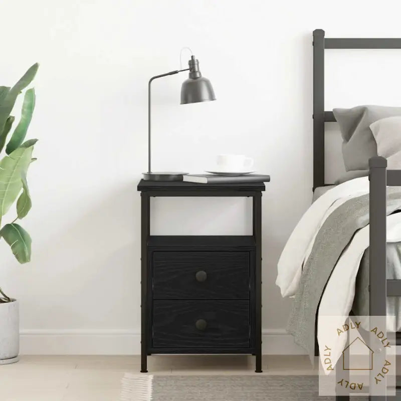 Nattbord Svart Eik 34X35,5X50 Cm Konstruert Tre