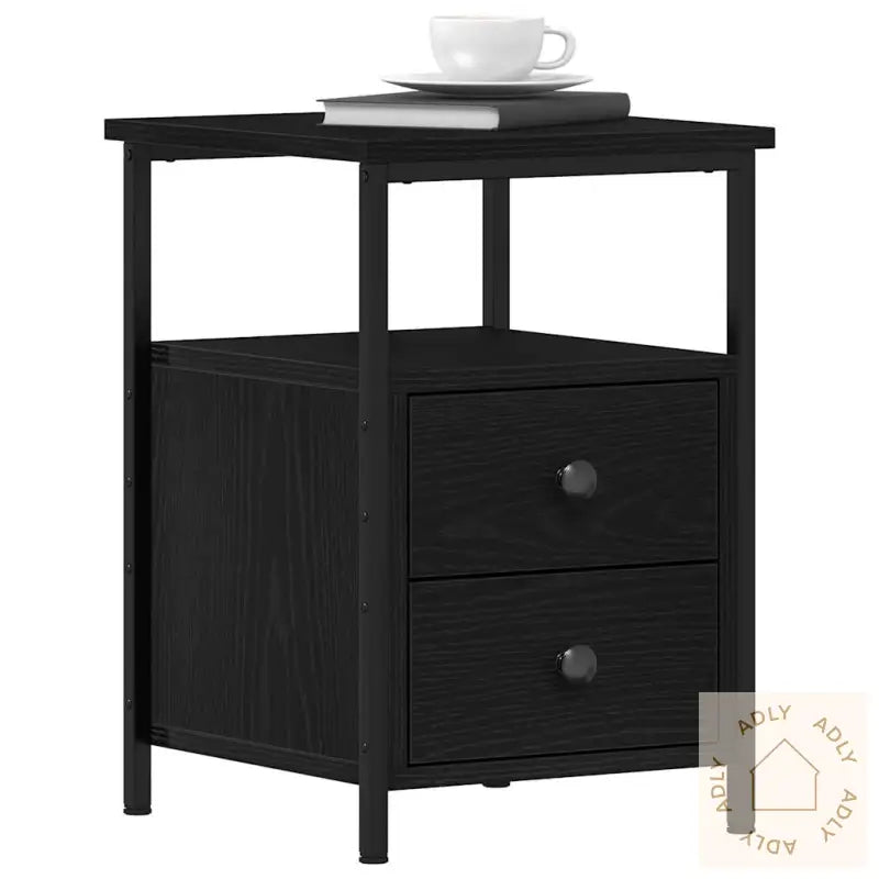 Nattbord Svart Eik 34X35,5X50 Cm Konstruert Tre