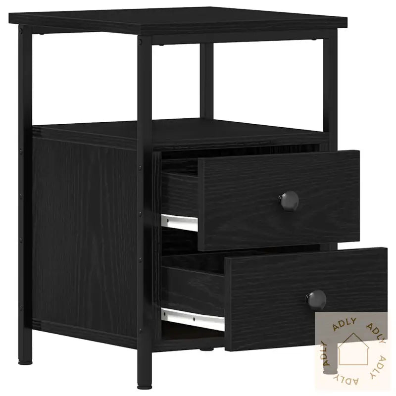 Nattbord Svart Eik 34X35,5X50 Cm Konstruert Tre