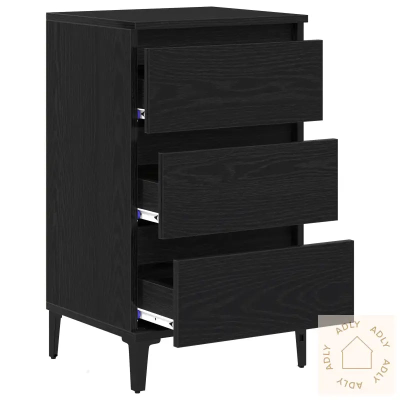 Nattbord Svart Eik 40X35X70 Cm Konstruert Tre