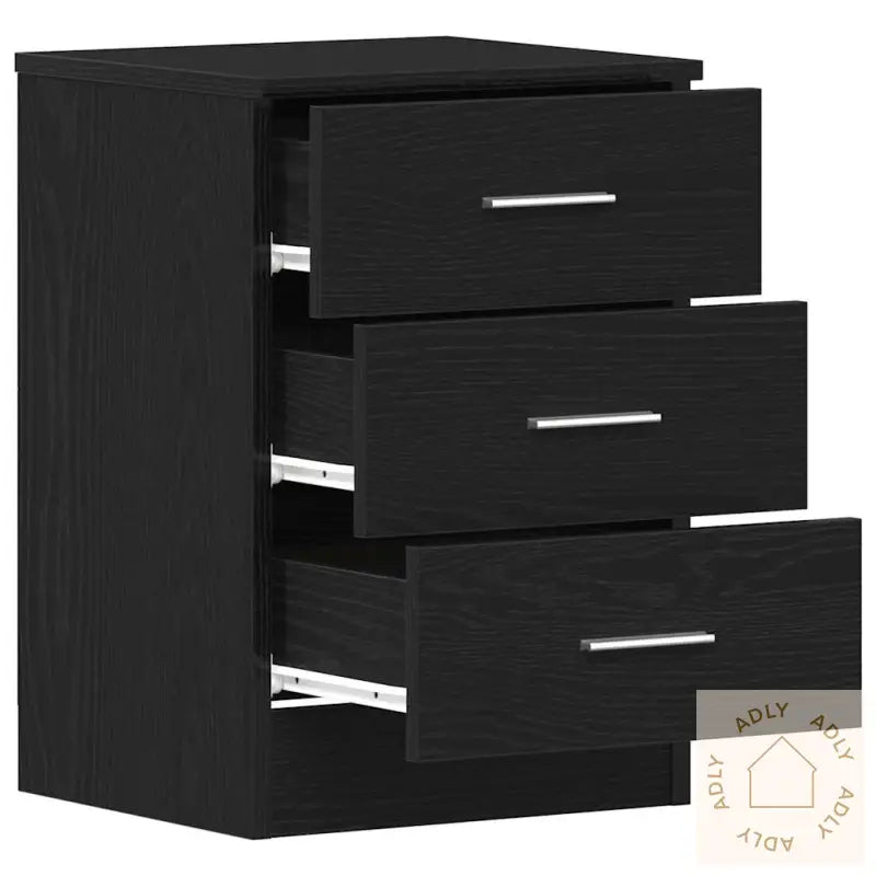 Nattbord 2 Stk Svart Eik 38X35X55 Cm Konstruert Tre