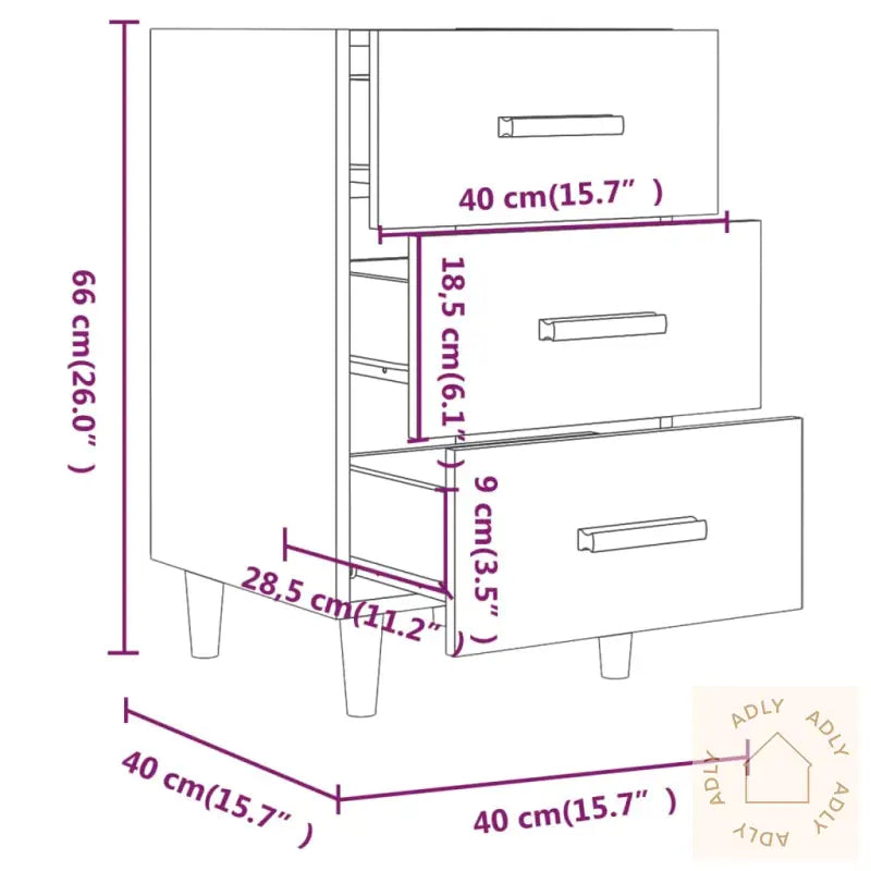 Nattbord Hvit 40X40X66 Cm Konstruert Tre