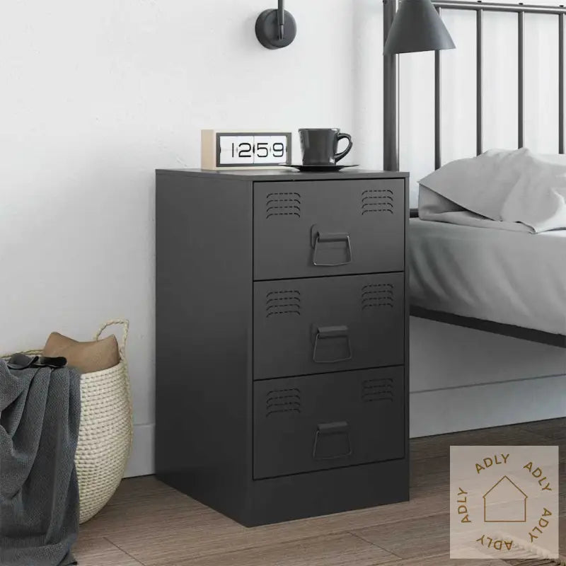 Nattbord Svart 34,5X39X62 Cm Stål