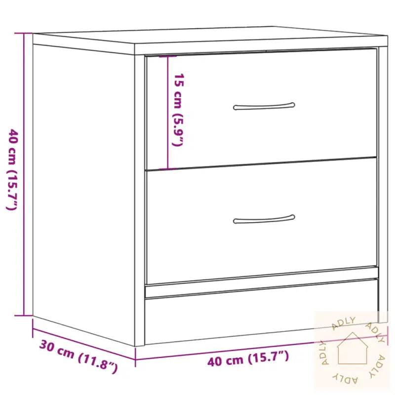 Nattbord Artisan Eik 40X30X40 Cm Konstruert Tre
