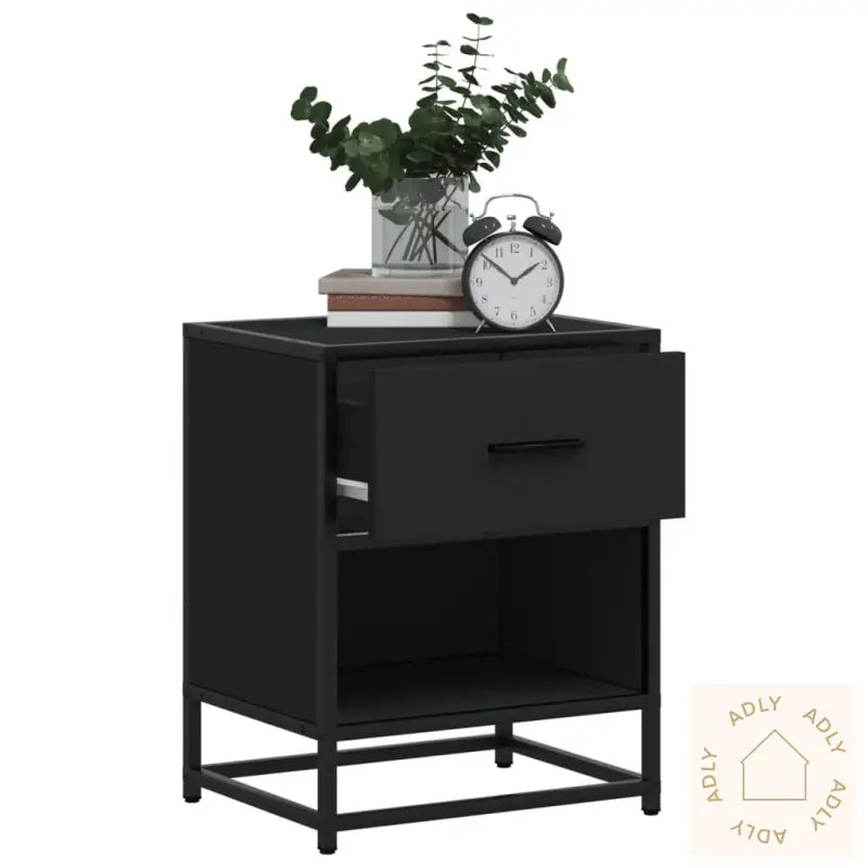 Nattbord Svart 40X31X50 Cm Heltre Furu