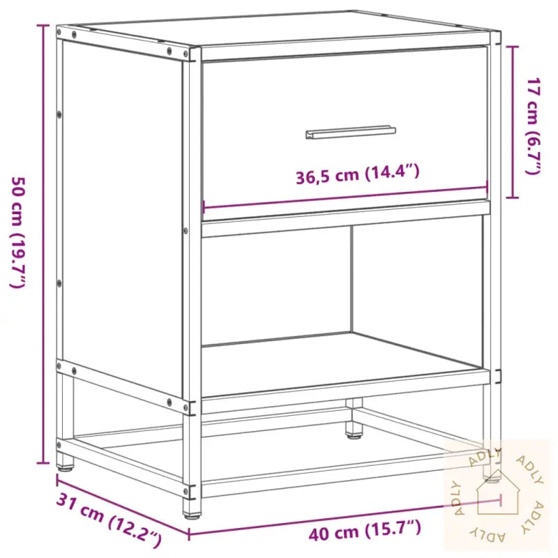 Nattbord Svart 40X31X50 Cm Heltre Furu