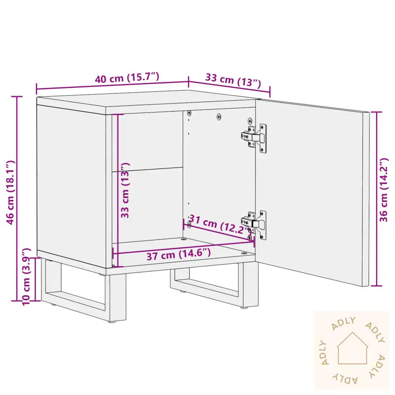 Nattbord 40X33,5X46 Cm Solid Mango