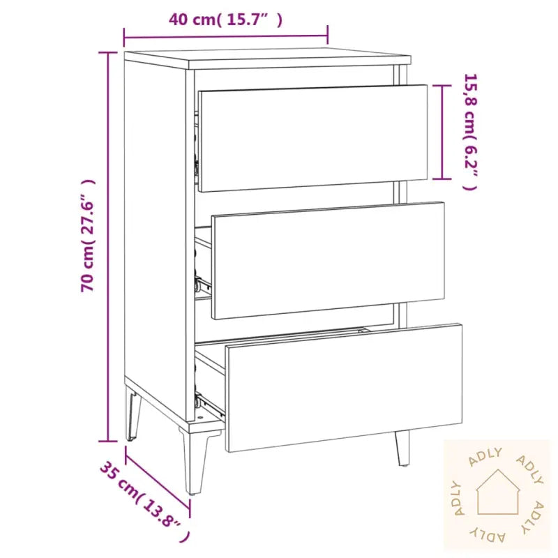 Nattbord Røkt Eik 40X35X70 Cm Konstruert Tre
