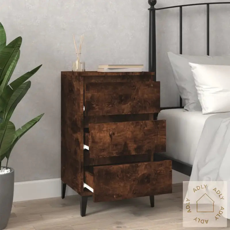Nattbord Røkt Eik 40X35X70 Cm Konstruert Tre