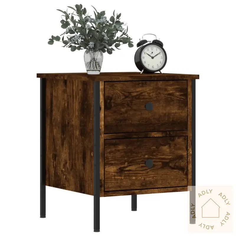 Nattbord 2 Stk Røkt Eik 40X42X50 Cm Konstruert Tre