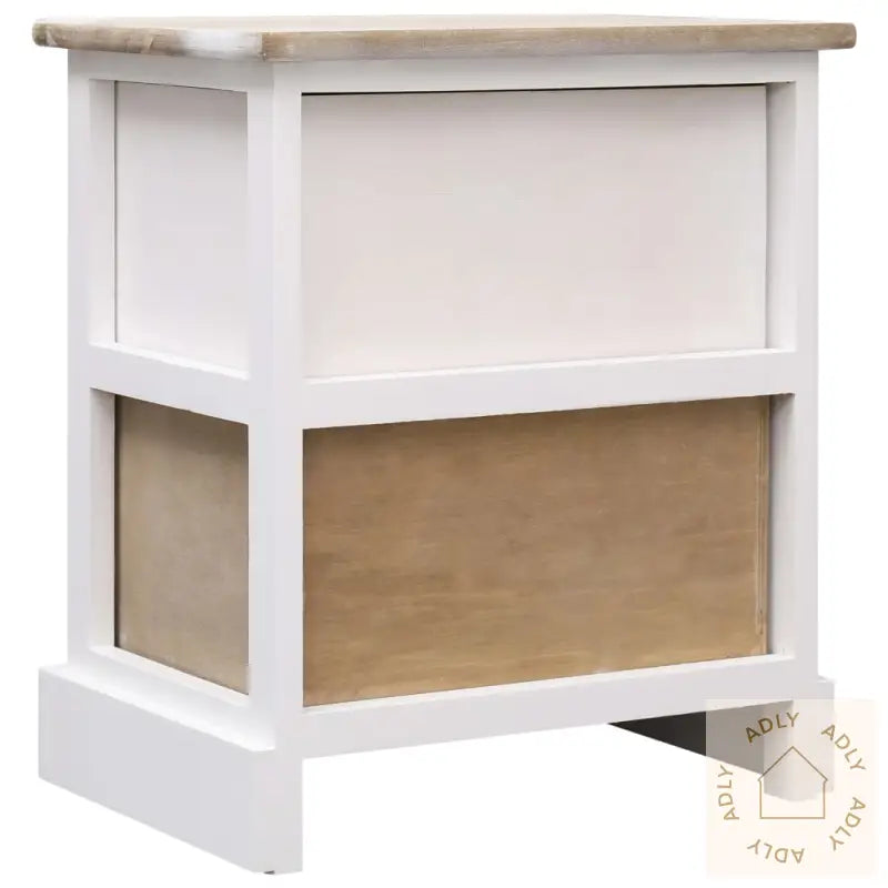 Nattbord 2 Stk Hvit Og Naturlig 38X28X45 Cm Keisertre