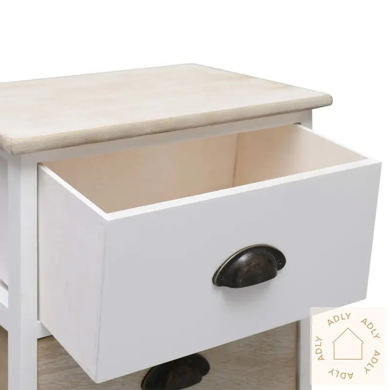Nattbord 2 Stk Hvit Og Naturlig 38X28X45 Cm Keisertre