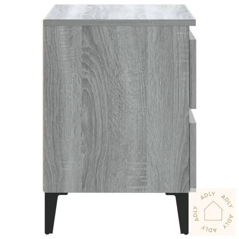 Nattbord Med Metallben 2 Stk Grå Sonoma 40X35X50 Cm