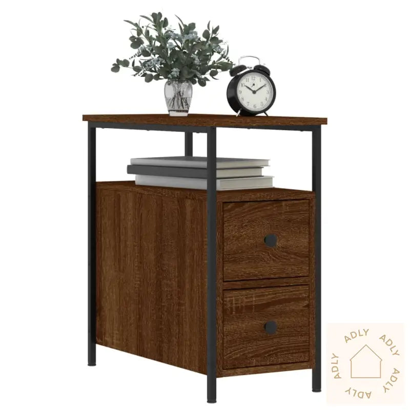 Nattbord Brun Eik 30X60X60 Cm Konstruert Tre