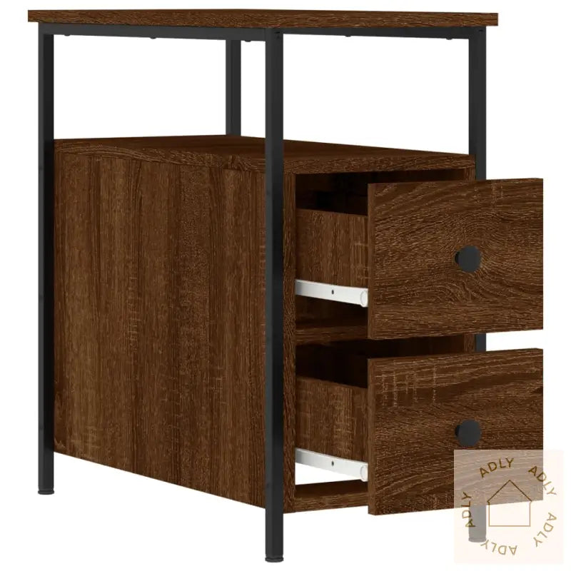 Nattbord Brun Eik 30X60X60 Cm Konstruert Tre