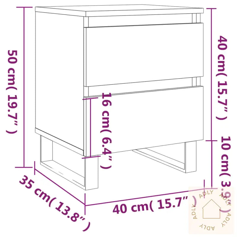Nattbord 2 Stk Høyglans Hvit 40X35X50 Cm Konstruert Tre