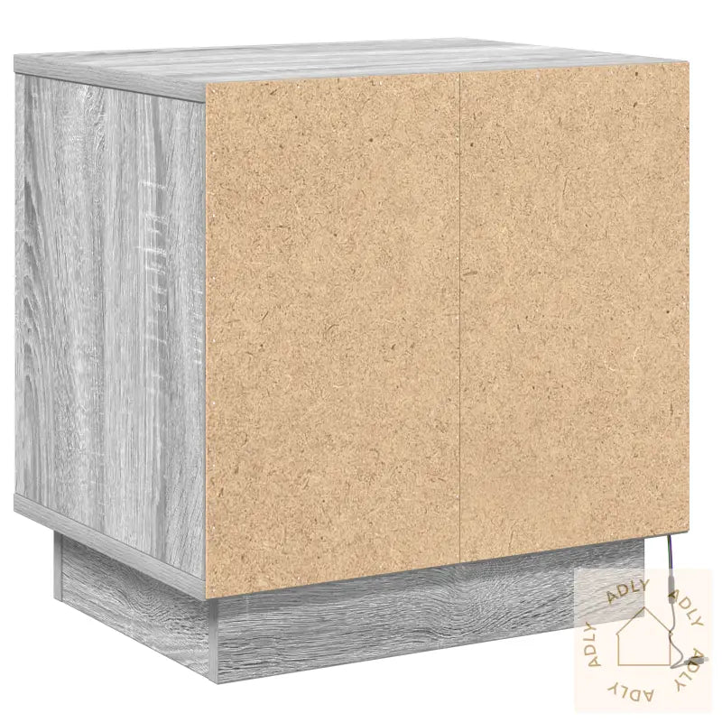 Nattbord Med Led-Lamper Grå Sonoma 44X34,5X45 Cm