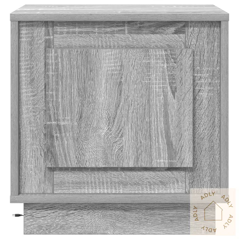 Nattbord Med Led-Lamper Grå Sonoma 44X34,5X45 Cm