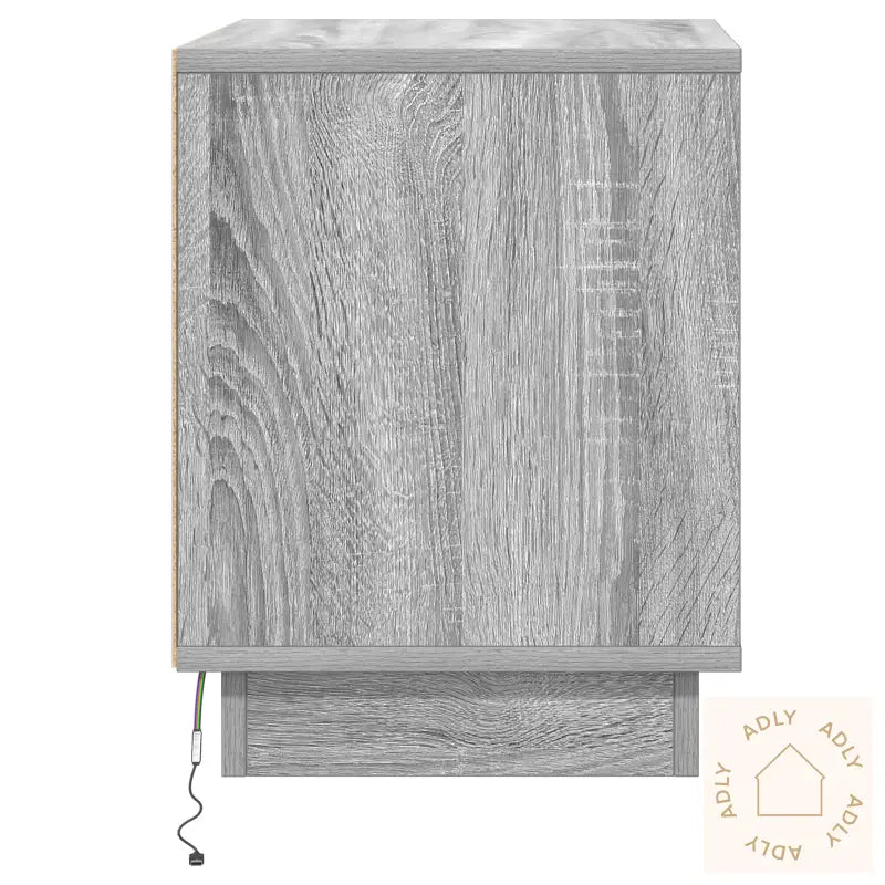 Nattbord Med Led-Lamper Grå Sonoma 44X34,5X45 Cm