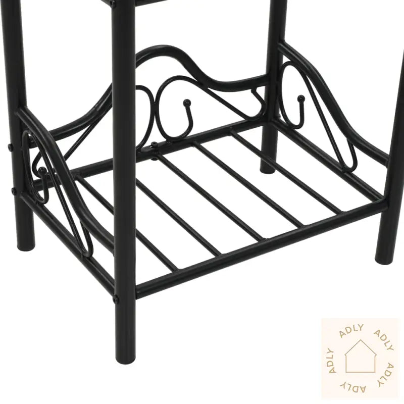 Nattbord Stål Og Herdet Glass 45X30,5X60 Cm Svart