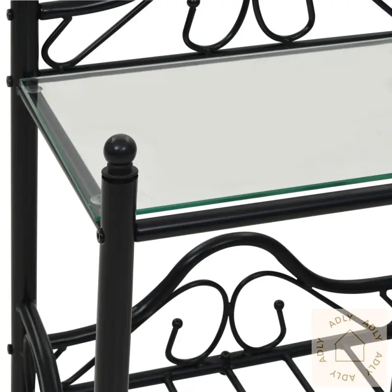 Nattbord Stål Og Herdet Glass 45X30,5X60 Cm Svart