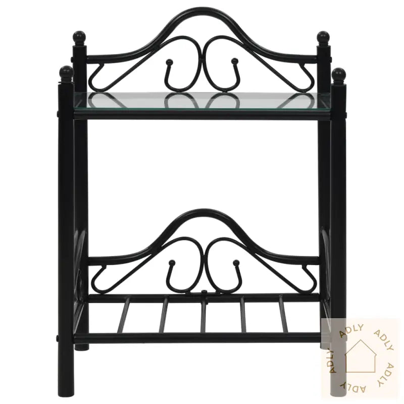 Nattbord 2 Stk Stål Og Herdet Glass 45X30,5X60 Cm Svart