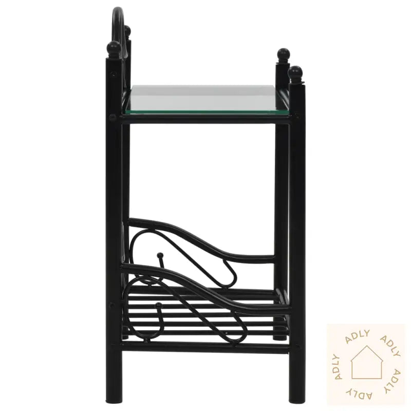 Nattbord 2 Stk Stål Og Herdet Glass 45X30,5X60 Cm Svart