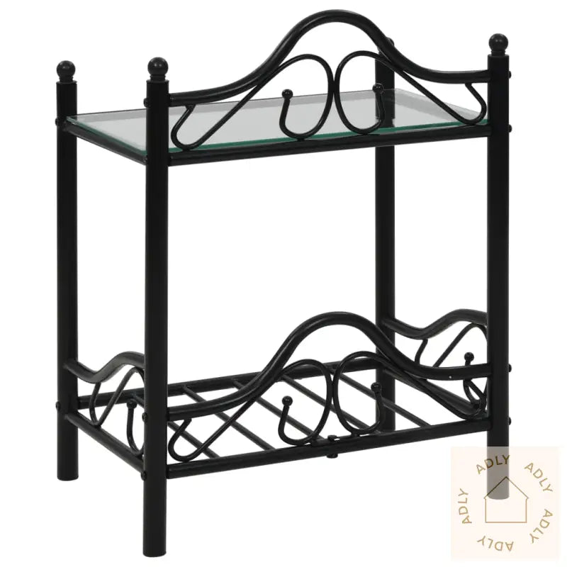 Nattbord 2 Stk Stål Og Herdet Glass 45X30,5X60 Cm Svart