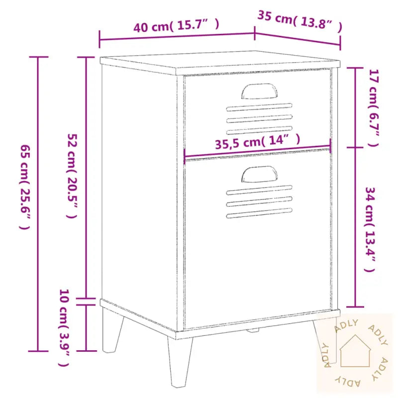 Nattbord Viken Antrasitt Konstruert Tre