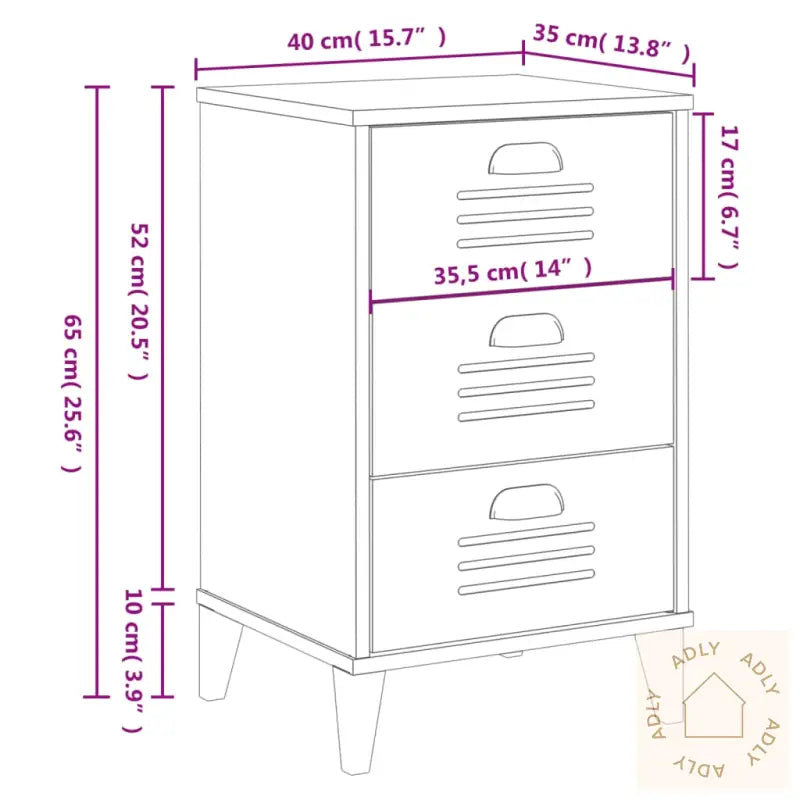 Nattbord Viken Antrasitt Konstruert Tre
