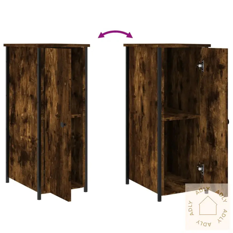 Nattbord Røkt Eik 32X42X80 Cm Konstruert Tre