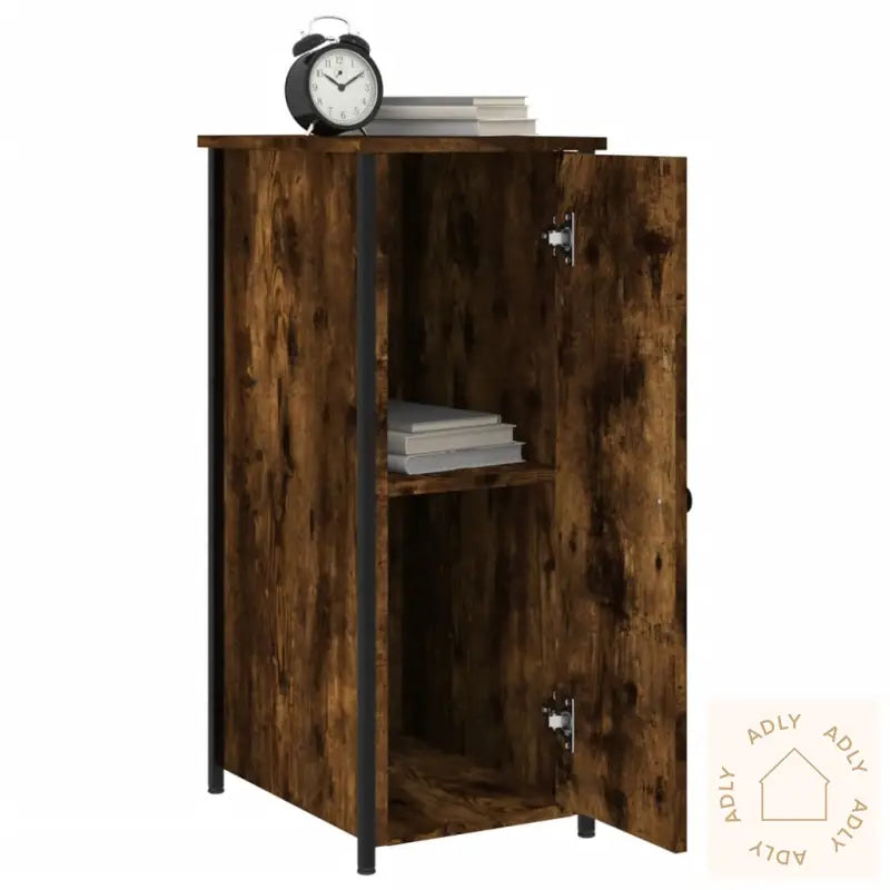 Nattbord Røkt Eik 32X42X80 Cm Konstruert Tre