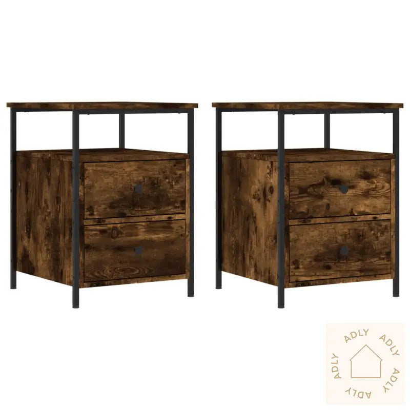 Nattbord 2 Stk Røkt Eik 44X45X60 Cm Konstruert Tre