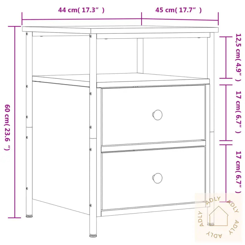 Nattbord 2 Stk Svart 44X45X60 Cm Konstruert Tre
