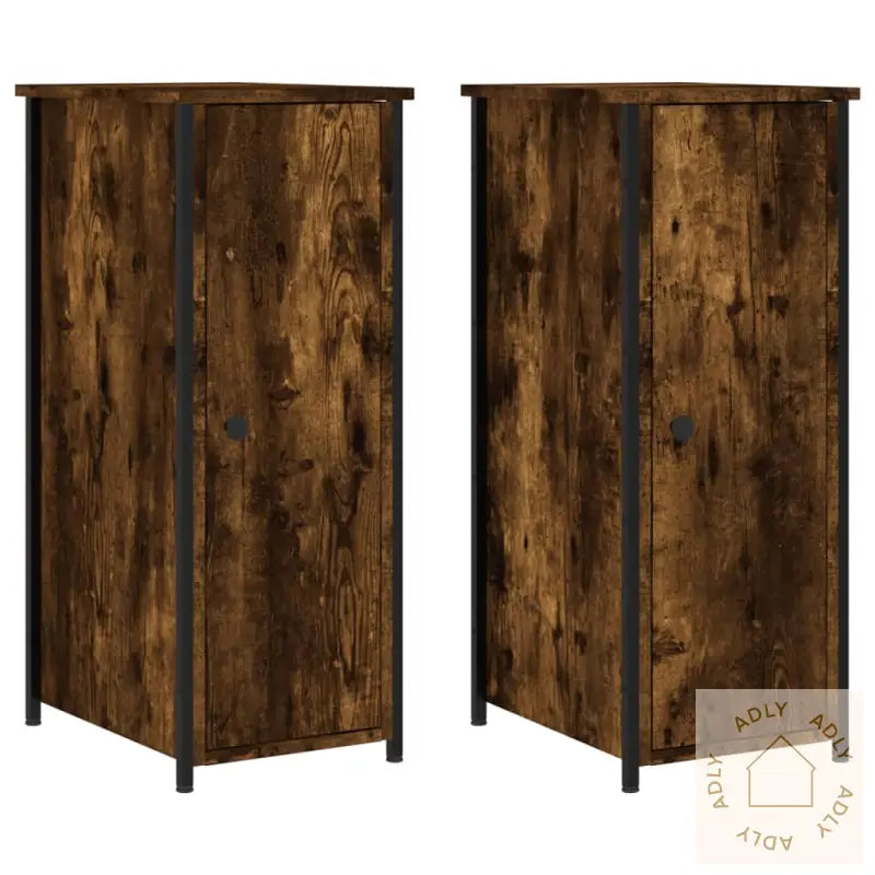 Nattbord Røkt Eik 32X42X80 Cm Konstruert Tre
