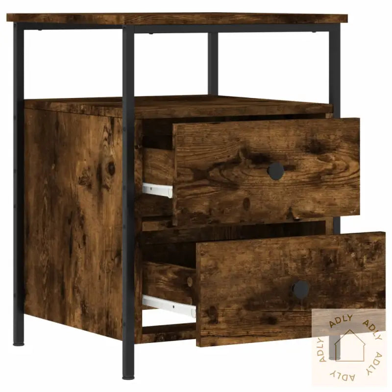 Nattbord 2 Stk Røkt Eik 44X45X60 Cm Konstruert Tre