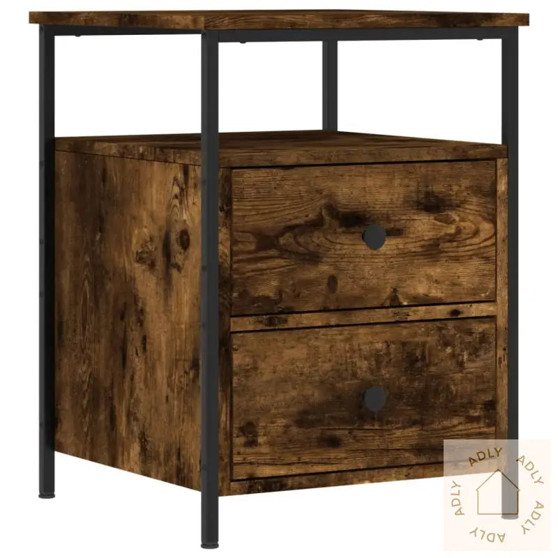 Nattbord 2 Stk Røkt Eik 44X45X60 Cm Konstruert Tre