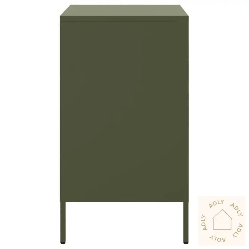 Nattbord 2 Stk Olivengrønn 36X39X68 Cm Stål