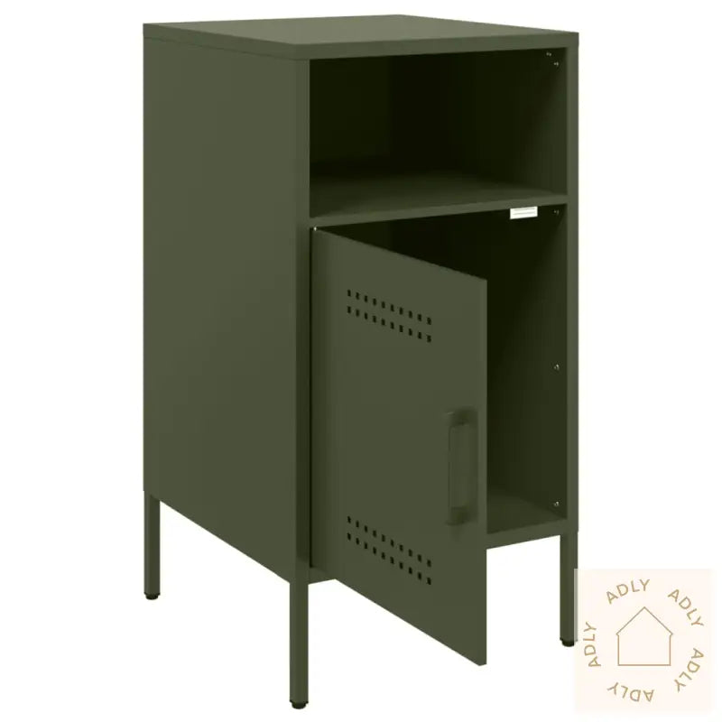 Nattbord 2 Stk Olivengrønn 36X39X68 Cm Stål