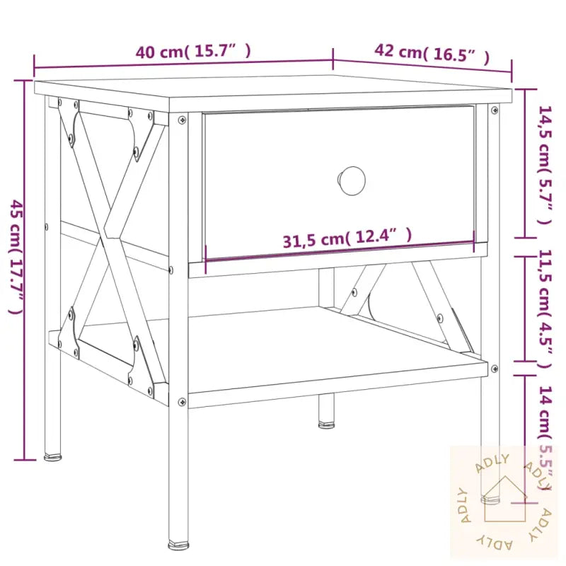 Nattbord 2 Stk Sonoma Eik 40X42X45 Cm Konstruert Tre