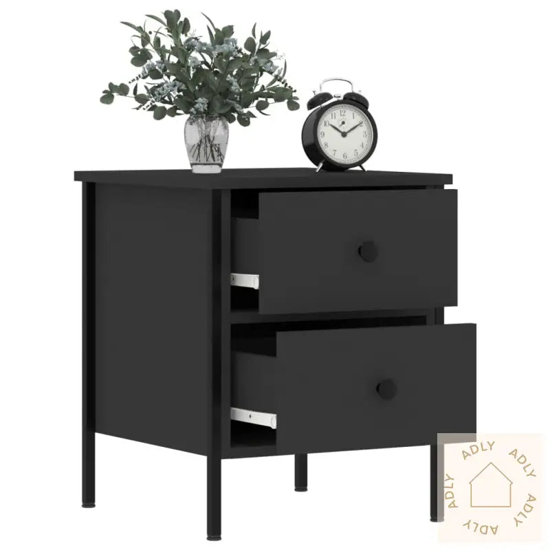 Nattbord 2 Stk Svart 40X42X50 Cm Konstruert Tre