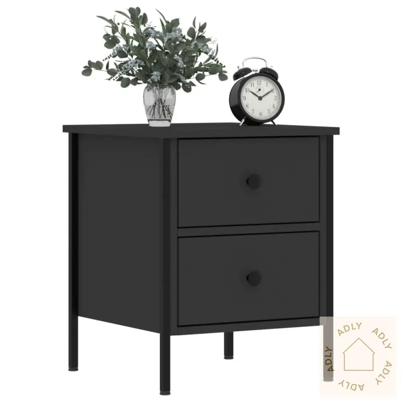 Nattbord 2 Stk Svart 40X42X50 Cm Konstruert Tre