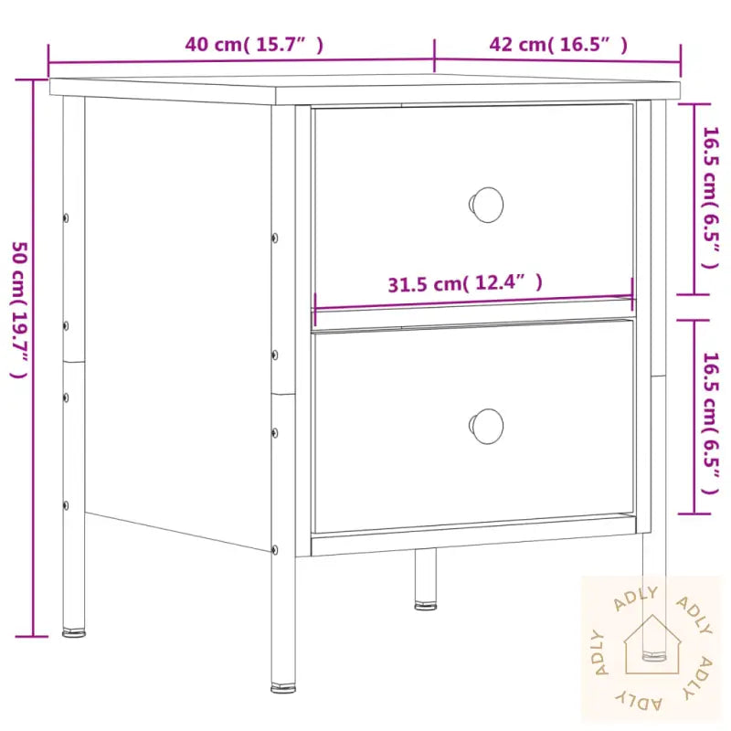 Nattbord 2 Stk Svart 40X42X50 Cm Konstruert Tre